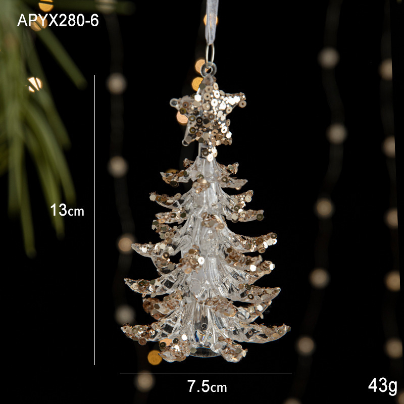 クリスタル質感Swanlaceアクリルキラキラ透明雪クリスマスツリーペンダント鈴装飾品|undefined