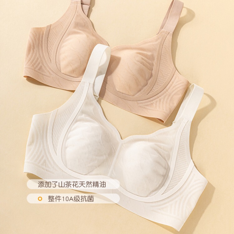 Authentic K Sister Homologous Summer Ultra-Thin Liquid Foundation Cooling Bra W-Type Soft Support Jelly Strip Side Support Women's Underwear