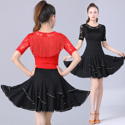 Square dance clothing, professional Latin dance clothing, new female adult practice clothing suit, tassel competition, national standard dance performance