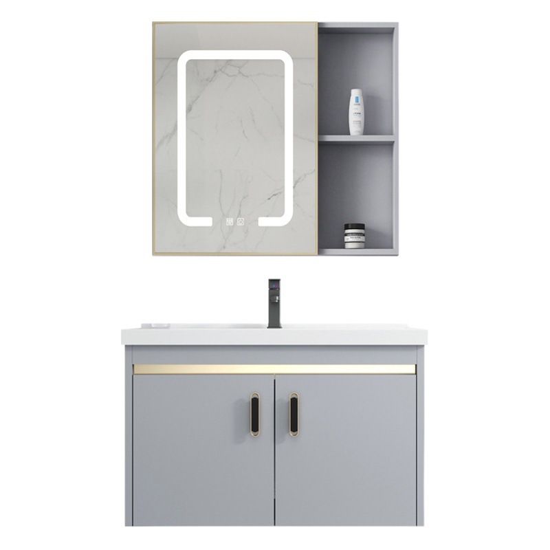 Gabinete de baño de aluminio espacio combinación simple moderno lavabo gabinete de cerámica Placa de roca lavabo mesa de lavado