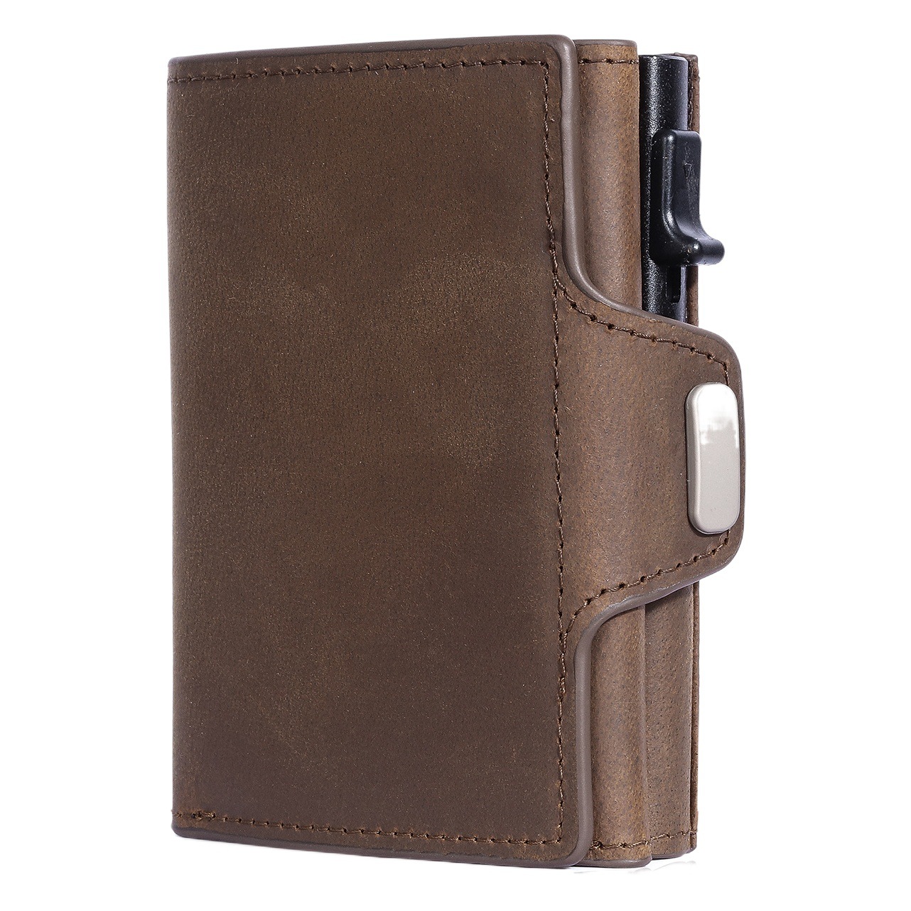 Amazon Microfiber Two-Tone Crazy Horse Aluminum Alloy Wallet New Model Export Aluminum Box Zipper Coin Holder 70% off Card Holder