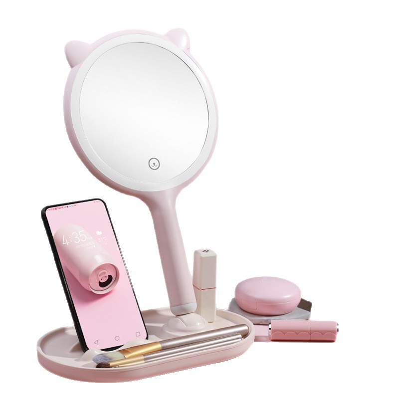 Espejo de maquillaje con lámpara para el hogar led espejo dormitorio de estudiantes de escritorio de oficina portátil ultra alta definición espejo de tocador