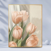T3LC郁金香|数字油画diy手工绘画填充填色花卉风景解压丙烯油彩装
