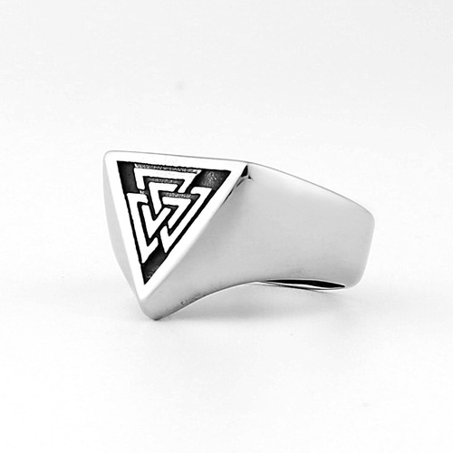 Viking triangle rune titanium steel ring simple Odin rune ring ring men's punk popular stainless steel ring