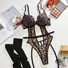 Leopard Teddy Lingerie Sexy Leopard Print Jumpsuit Metal Chain Stockings Sexy Lingerie Set Leopard Teddy Lingerie Sexy Leopard Print Jumpsuit Metal Chain Stockings Sexy Lingerie Set
