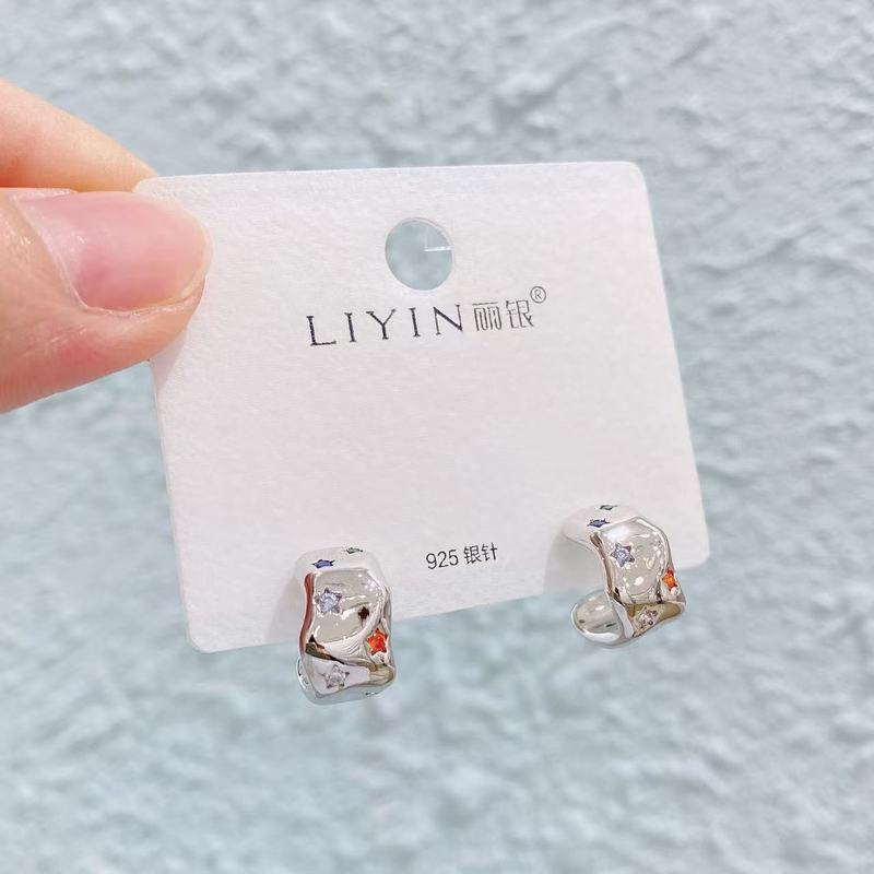 Liyin/Libeliying S925 シルバー針 C タイプイヤリングハイエンドファッション個性ニッチイヤリング女性のためのヨーロッパとアメリカの INS|undefined