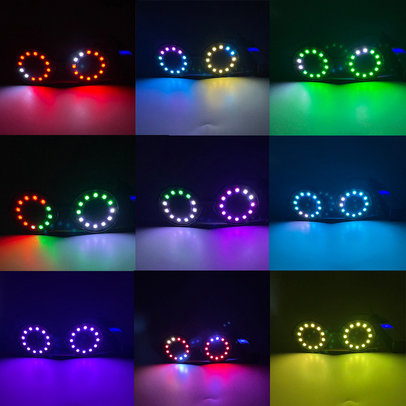 Los 100 mejores accesorios de actuación de festival de música electrónica de DJ para apoyar las gafas luminosas Gafas luminosas LED deslumbrantes en espiral