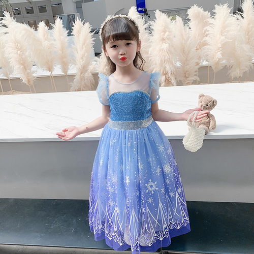  Halloween Girls Elsa Dress Summer Baby Style Skirt Summer Dress Girls Children Elsa Princess
