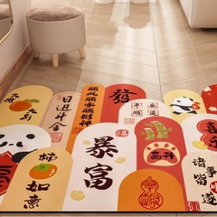 可裁剪異形地墊入戶門墊紅色喜慶新中式地墊硅藻泥橡膠底防滑墊