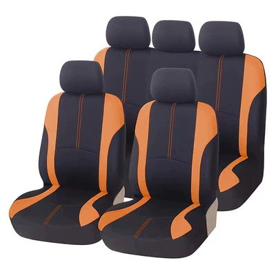 Universal seat cover — America, and Russia, with Vertical Stripe - orange-9-piece-set-five-seats