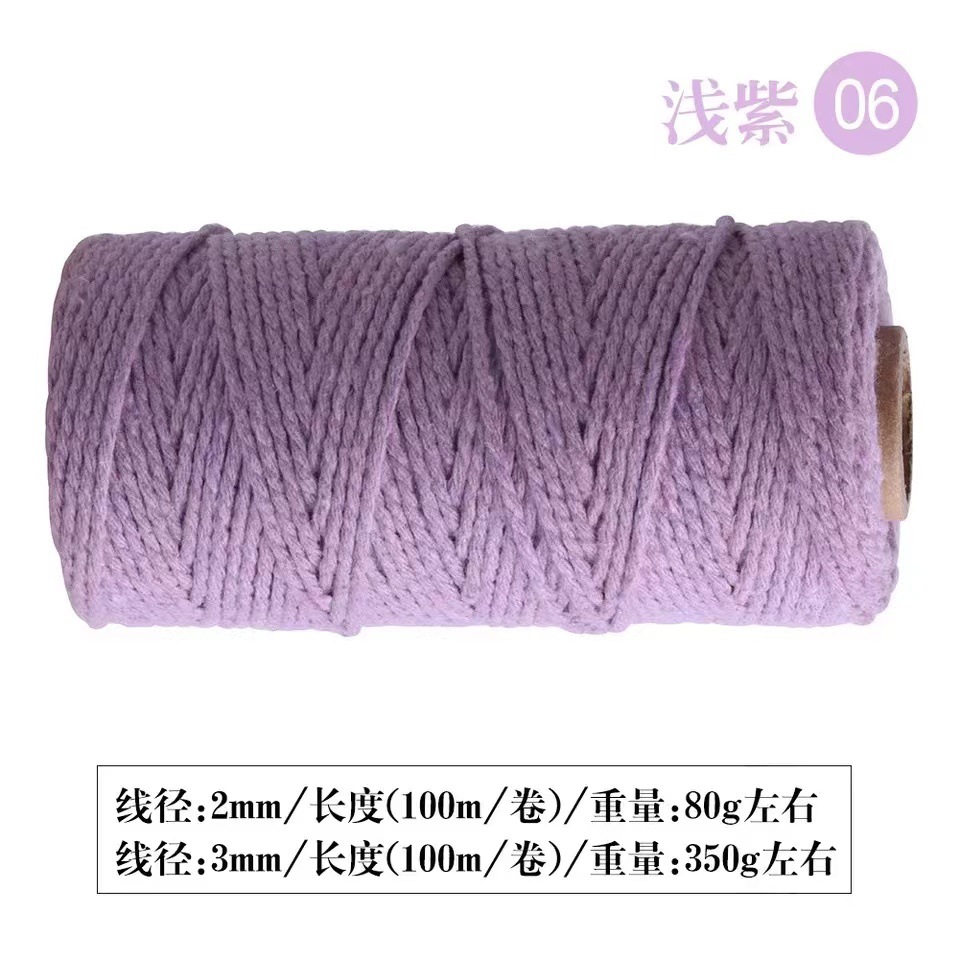 Fábrica al por mayor de 2mm color gancho bolsa tejida a mano DIY etiqueta de color hilo de algodón cuerda de encuadernación