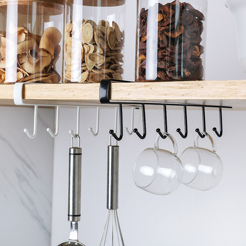 Home Kitchen Iron Cabinet Storage Rack, Multi-Functional Hanging Hooks, Wardrobe Organizer, Seamless No-Drill Kitchen Hooks