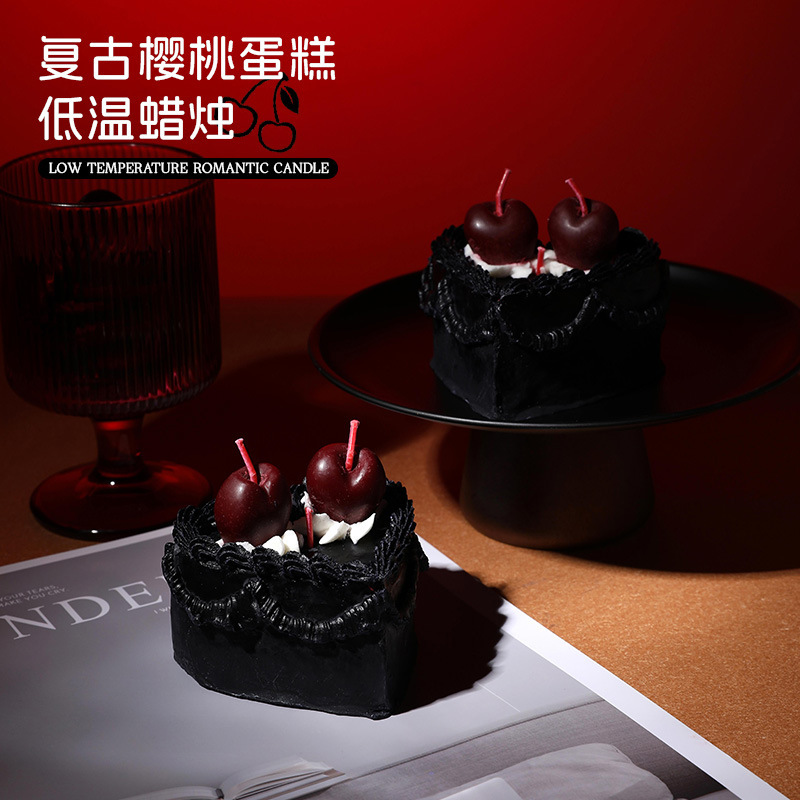 レトロさくらんぼケーキアロマキャンドルお土産写真撮影道具インスタ風誕生日プレゼントアロマ低温ワックス|undefined