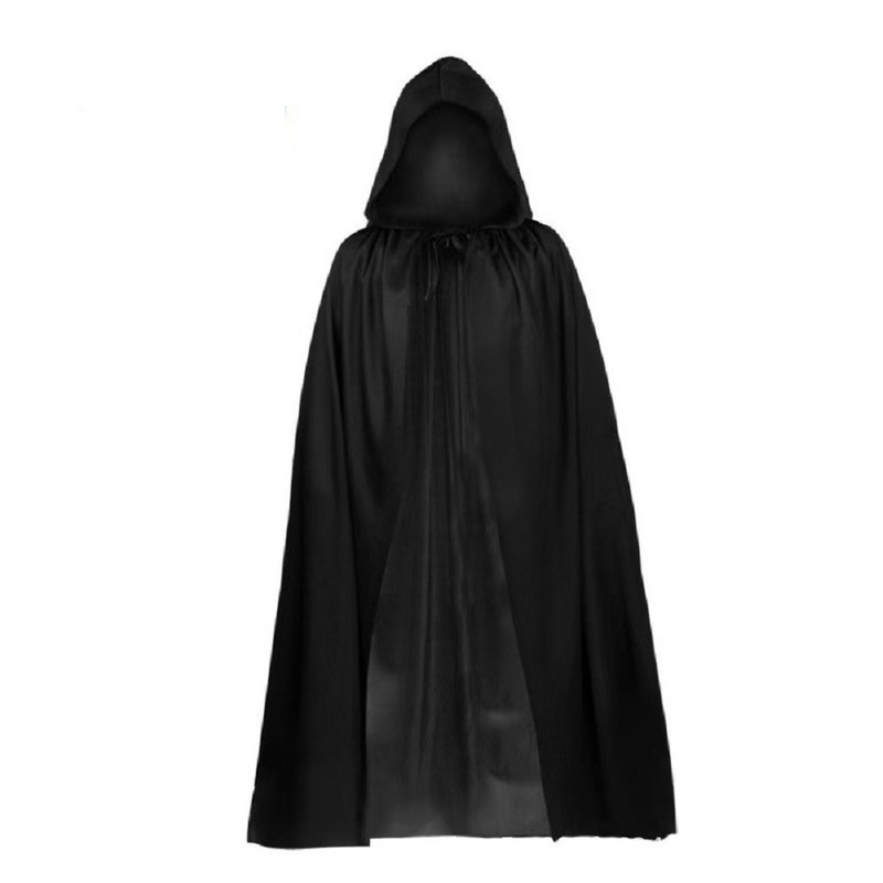 万圣节服装色丁黑色死神披风斗篷道具带帽鬼节成人披风服装批发|undefined