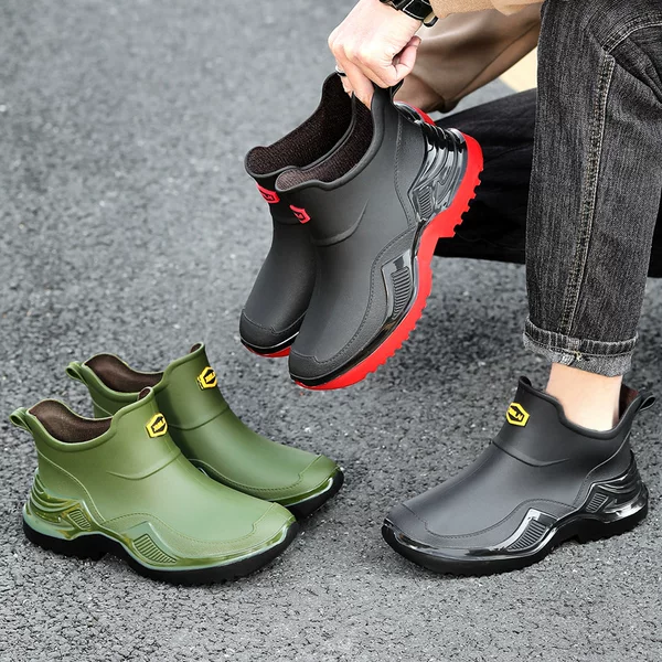 Short Rain Boots, Outdoor Non-Slip Water Shoes, Pvc Fishing Kitchen Delivery Solid Color Rain Boots, Non-Slip Short Rain Boots