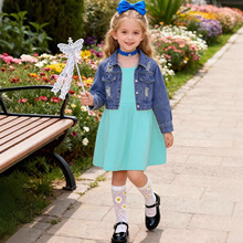 工厂-女童连衣裙套装无袖背心连衣裙搭复古潮流短款牛仔外套夹克