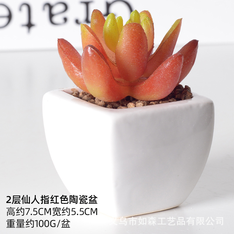 Simulación de cerámica bonsai de carne doméstica decoración de escritorio de oficina plantación verde maceta props de disparo maceta combinada artificial image 7