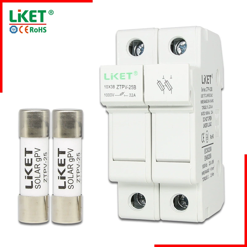 Комплект цоколей для предохранителей постоянного тока 2PDC1000V1-32A включает 2 предохранительных элемента для солнечных систем с высокой способностью отключения.