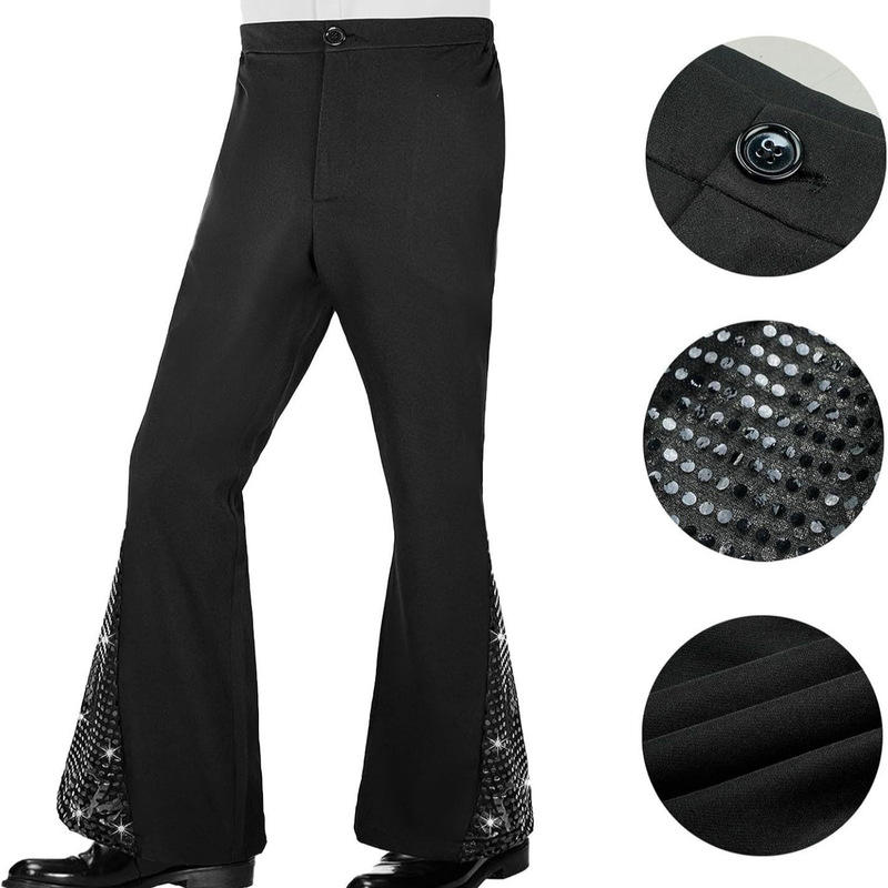 2025 Amazon New 70S Boys Classic Casual Retro Sequined Bell Bottoms Sequined Pants