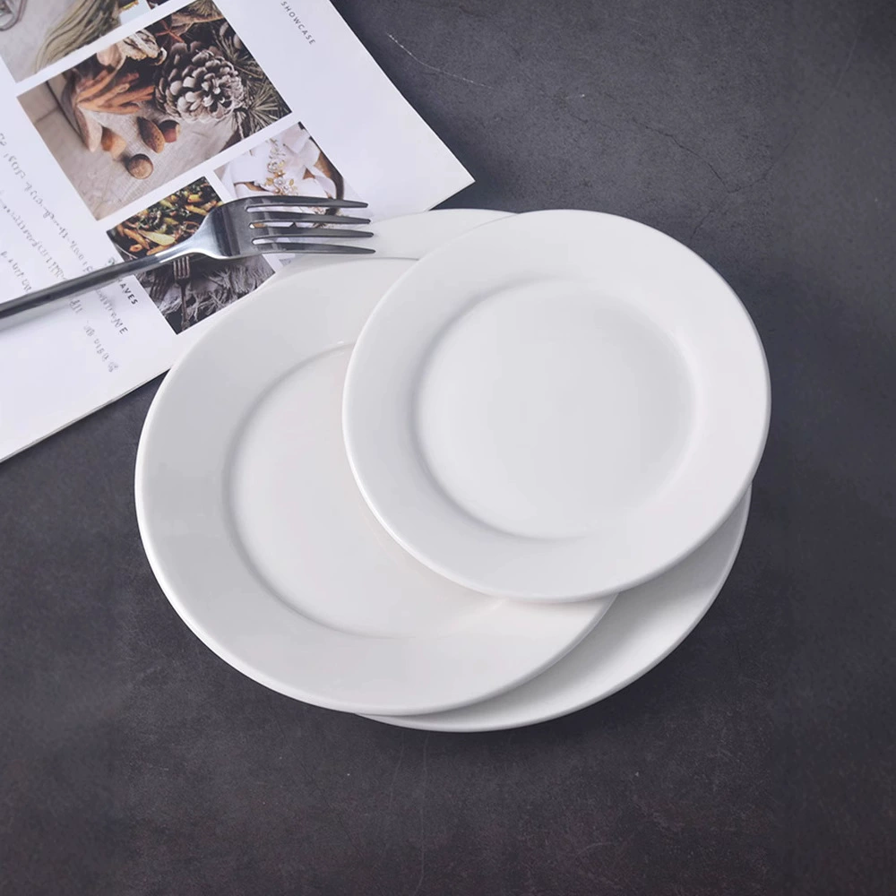 Стейк-п plate чистый белый керамический круглый блюдо для западной кухни диск тарелка плоская диск блюда западного стиля посуда оптом