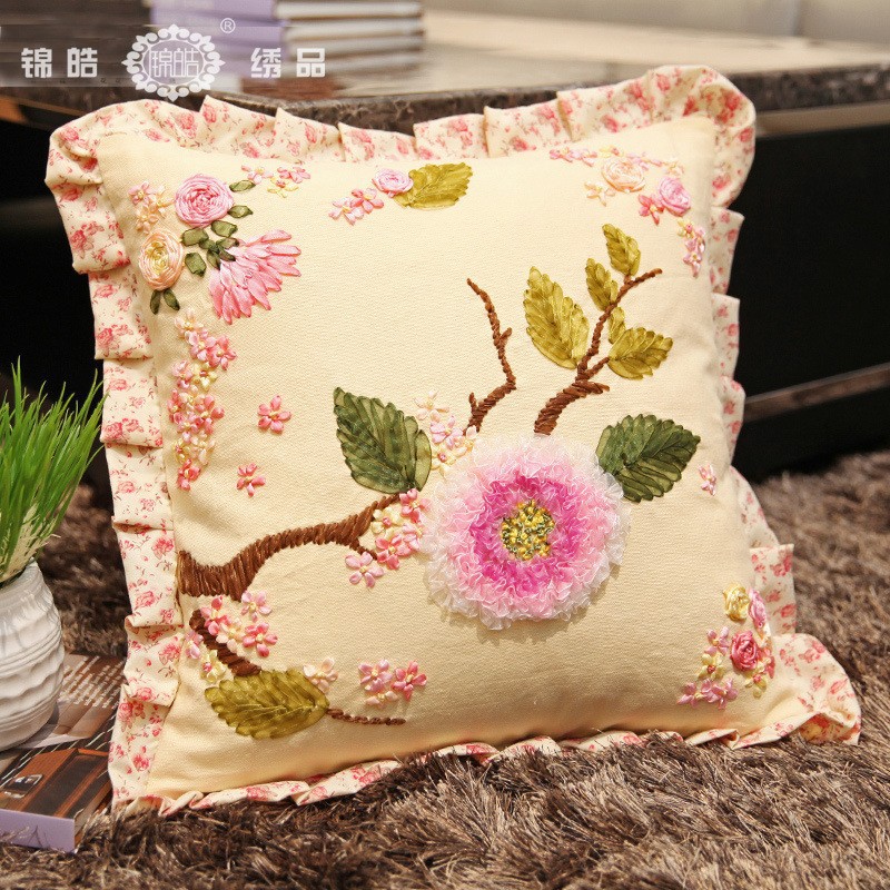 Jinhao bordado fábrica al por mayor hecho a mano bordado Cruz puntada DIY cinta bordado cojín almohada Guangzhou 04