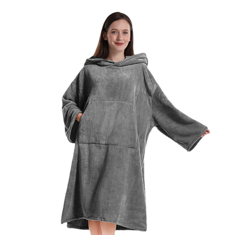 Coral Fleece Bath Towel Poncho for Adults, Unisex, Beach Changing Robe, Absorbent, Large Hood, Quick-Dry