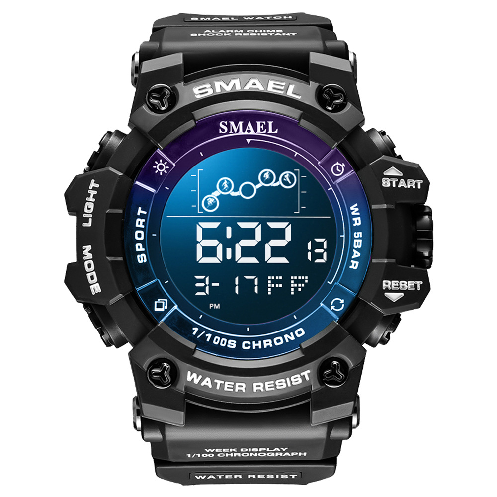 Smael Smar 8082 reloj electrónico estudiante deportes gran dial impermeable multifuncional pantalla única reloj electrónico