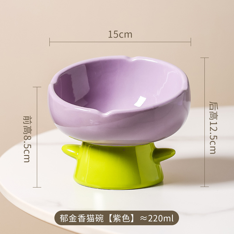 猫ボウル、キャットフードボウル、セラミック猫丼、水とフードボウル、背の高い足、転倒防止、頚椎保護、傾斜口ペット用品|undefined