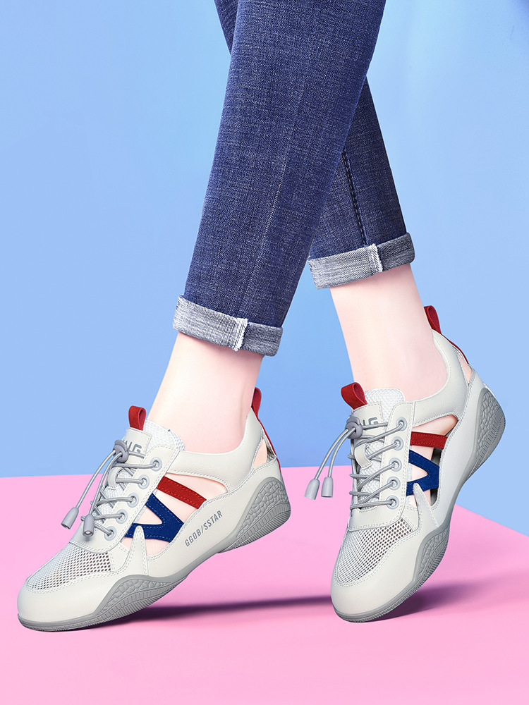 Giày sneaker nữ da thật lỗ thoáng khí đế phẳng nhẹ mùa hè 2025 — Màu xanh lá cây (1061), B5-05=giá trị thông số Kd, (cài 2), Màu trắng (1061), Trắng đen 1062