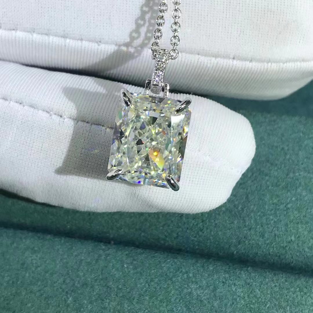 Plata esterlina ligera de lujo en vivo Radeon corte accesorios de diamante amarillo nuevo collar 5 quilates VVS grado D color 3EX corte