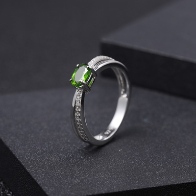 設計感奢華高級感天然透輝石戒指 繁華系列925銀鑲嵌天然彩寶戒指