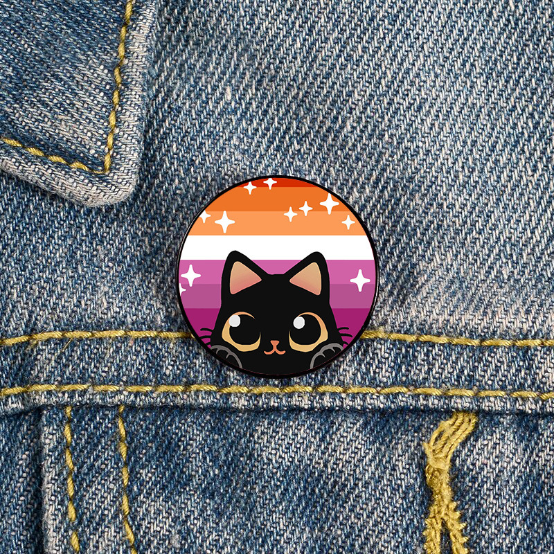 Animal, Cat Pattern Cartoon Style Pin Animal Cat Metal Printing Unisex Brooches