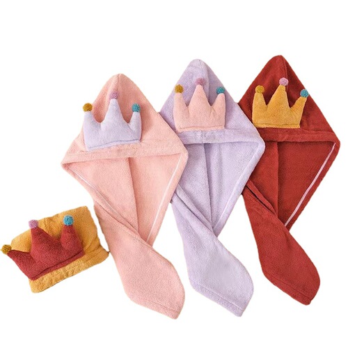 A new style thickening fast-drying water-absorbing cartoon cute coral fleece hair towel cap for women 