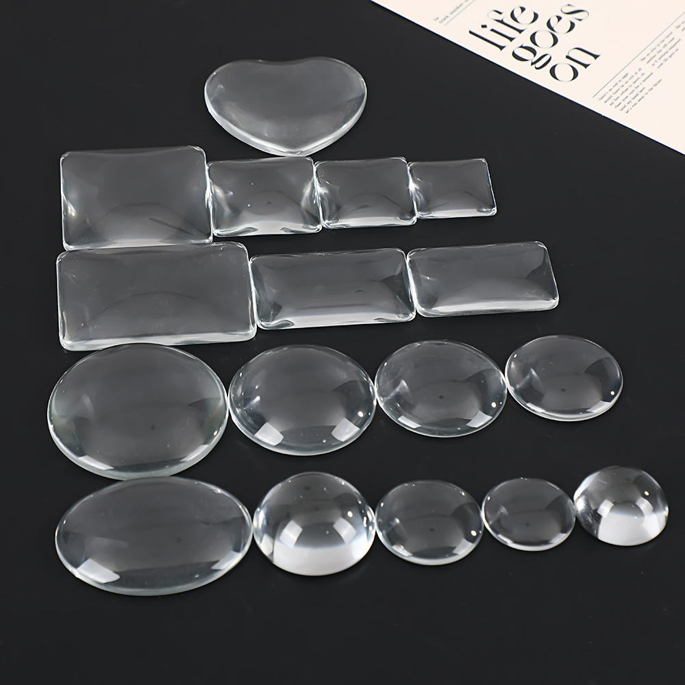 时光宝石玻璃贴片方圆爱心白胚水晶贴片来图彩印DIY饰品配件批发