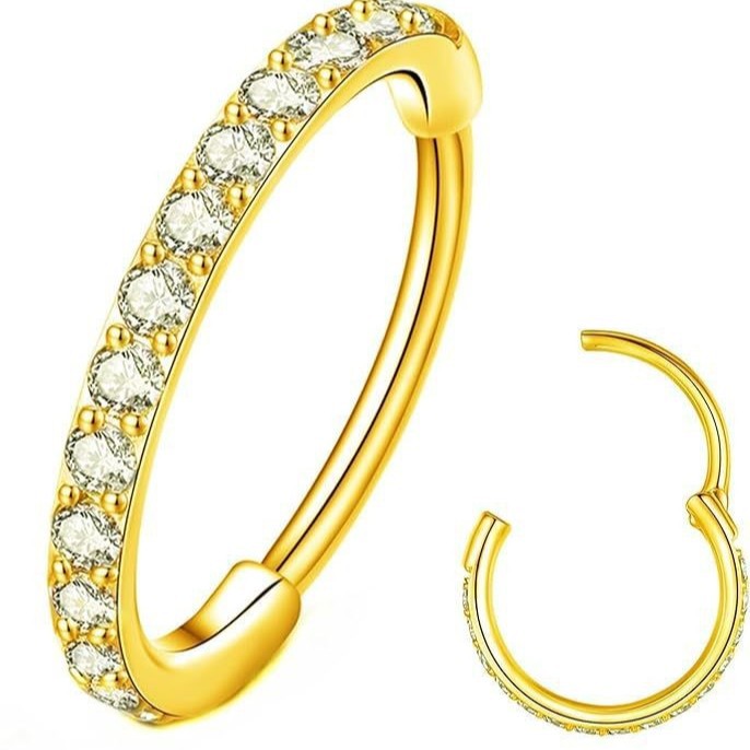 316L Stainless Jewelry Bottom Diamond-Studded Stud Titanium Steel Zircon Seamless Nose Multi-Functional Ring Unisex_voghion.com