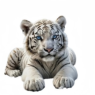 Stunning White Tiger Waterproof Vinyl Sticker-Realistic 3D Design, Blue Eyes, Durable