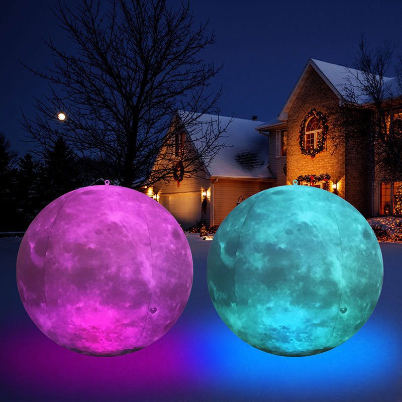 Pool Venue Decoration Pvc Inflatable Moon Floating Light with Remote Control Rgb Color Changing Solar Charging Remote Control Color Changing