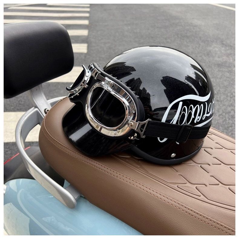 Suitable for trendy retro electric vehicle helmets, personalized wind protection, summer 3C certified safety helmet, unisex, sun protection half helmet