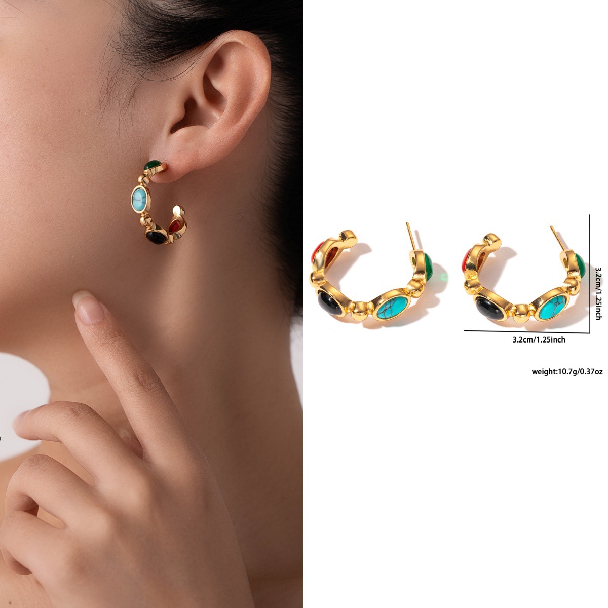 Pendientes de acero de titanio transfronterizos para mujer, lujo ligero, sentido de alta gama, temperamento retro de nicho, pendientes que no se desvanece, pendientes de todo fósforo al por mayor