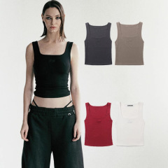 Korean badblood American-style spicy blouses with V-neck, spaghetti straps, pure desire embroidered undershirts for women, slimming innerwear tops, trendy.