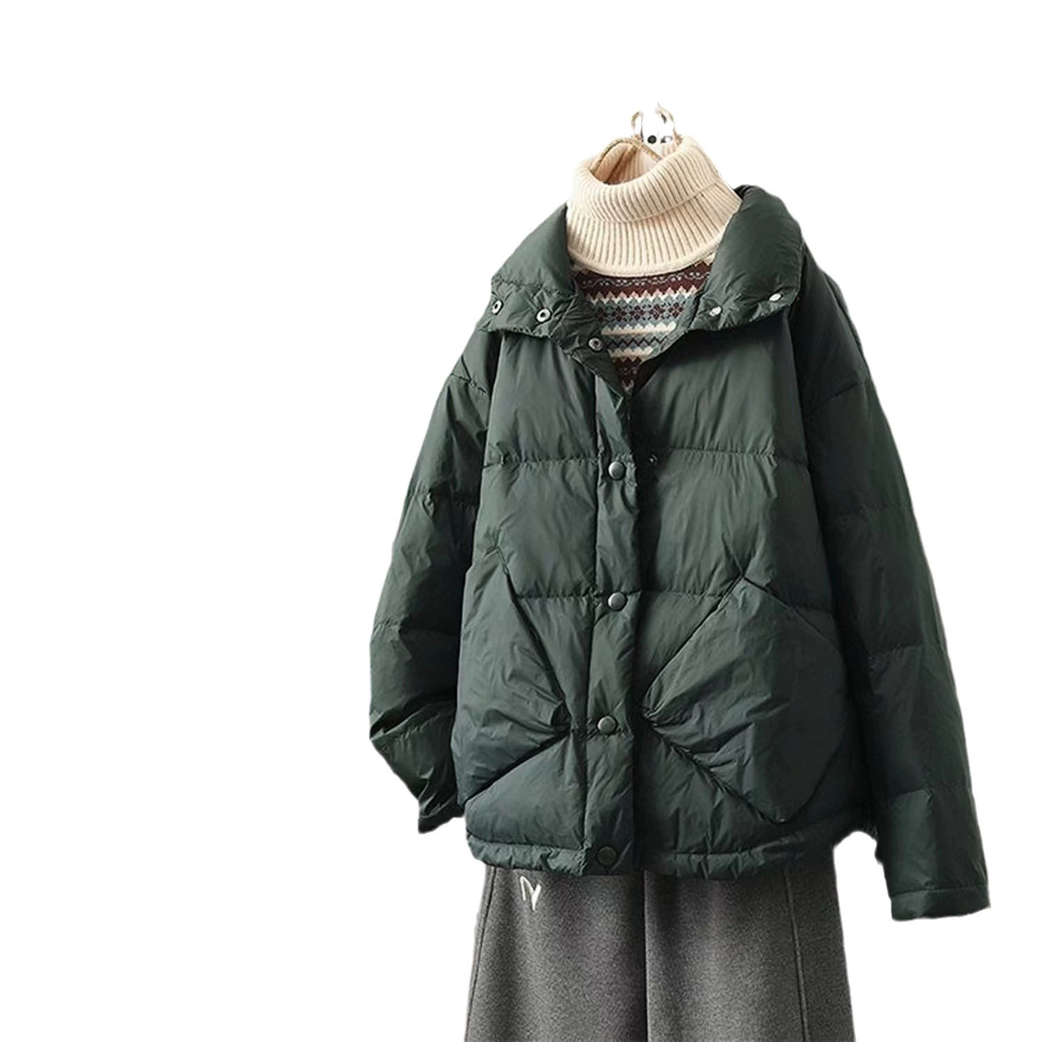 Пальто из бархата с капюшоном и пухом уткой, Oversize