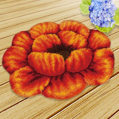 Mat Woolen Embroidery Cushion Floor Mat | Avtomobil döşəmə paspasları - zd020-flower-50cm-white-net-cross