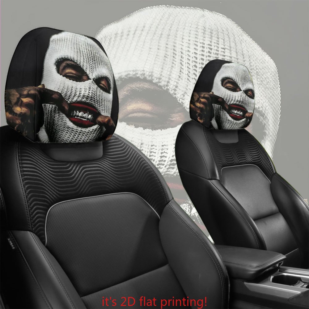 Car headrest cover with hip-hop masked bandit personalized print, universal car pillowcase, can be customized with labels and made according to provided images