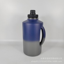 新款亚马逊渐变色大容量磨砂水杯吸管便携户外运动j健身水壶2.2L