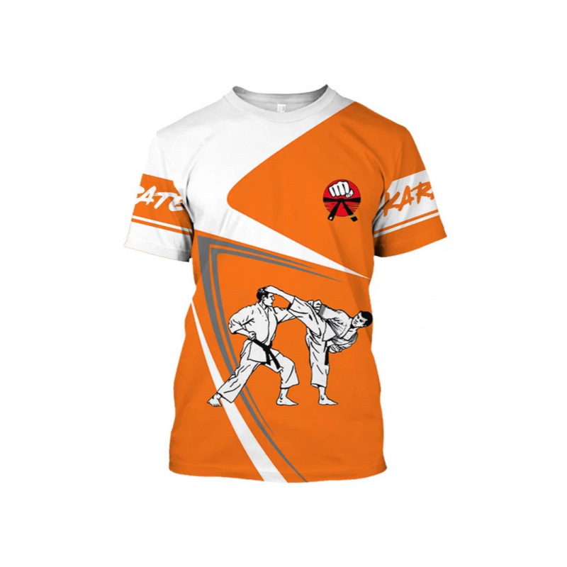 Men's Karate T-Shirt Sports Round Neck Short Sleeve Loose 3D Printed T-Shirt Shirt Summer Fashion Plaid Street Wear