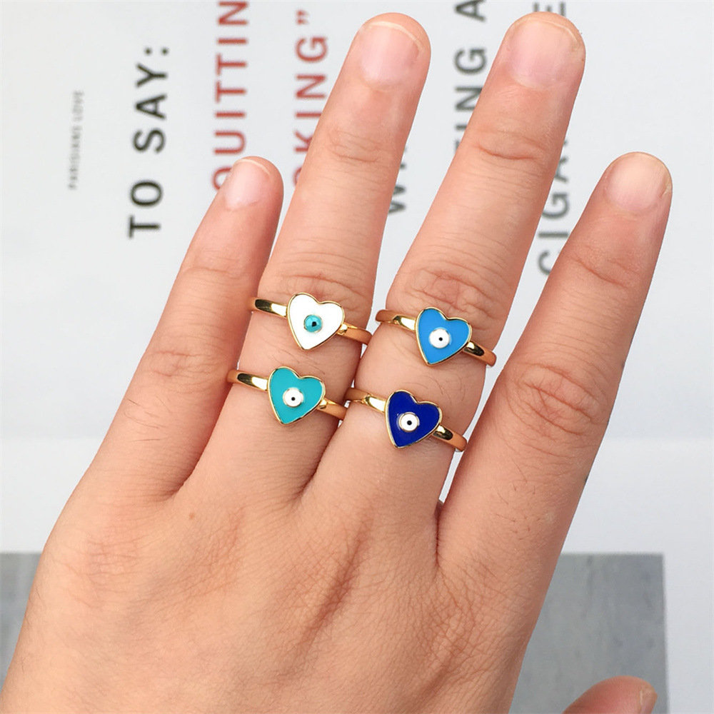 Grenz Überschreiten Der Neuer Schmuck Devil's Eye Kupfer Tropfen Öl Damen Ring Europäische Und Amerikanische Internet-promi-hipster Fashion Love Ring display picture 2