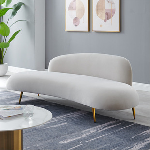 Solid Wood Irregular Sofa Set, Light Luxury Studio Curved Living Room Coffee Table, Negotiation Chair, Velvet Curved Design