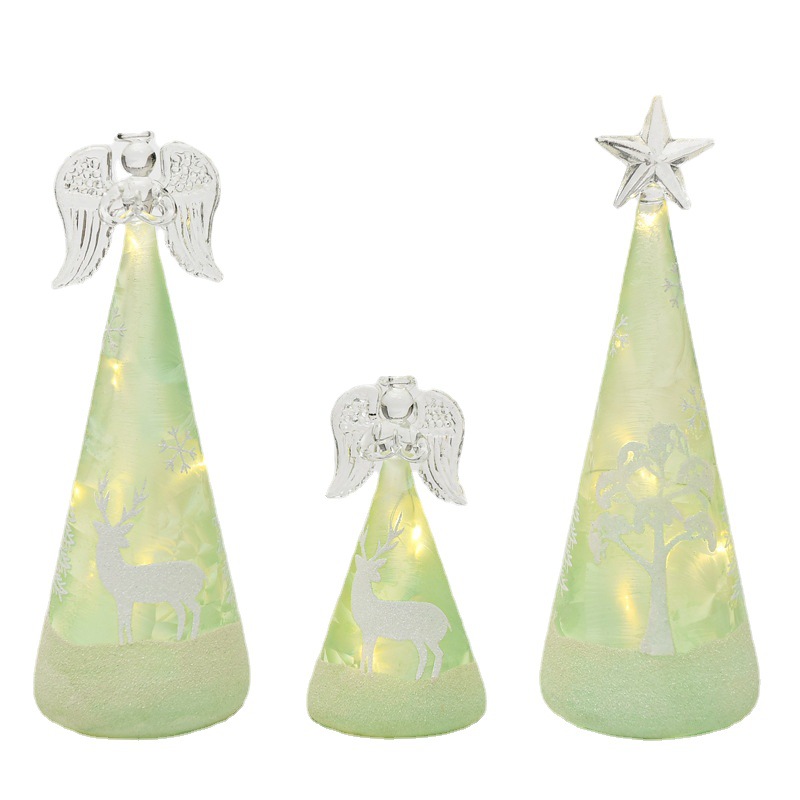 Fábrica al por mayor árbol de Navidad lámpara de cristal decorativa LED luminosa decoración de escritorio decoración de Navidad luz de la noche