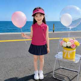 女童夏季薄款套装2026新款儿童韩版洋气小女孩小马短袖裙子两件套