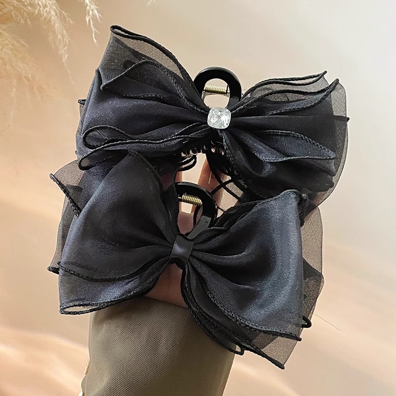 Arco negro adornamiento de cabello princesa clip de cabello de cabeza mujer detrás del cabello raspado clip de pez adornamiento de cabello clip de cabello